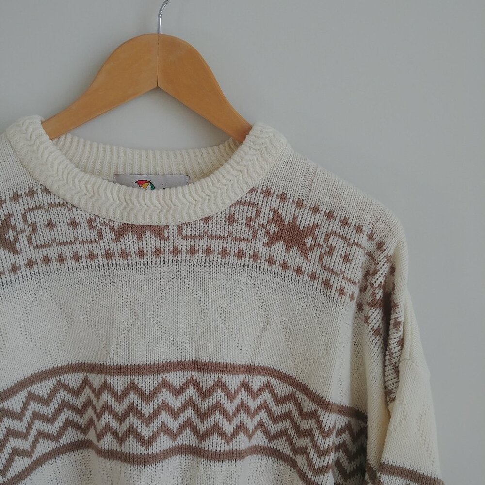 Vintage made in Canada Arnold Palmer cream brown sweater approx XL Men
